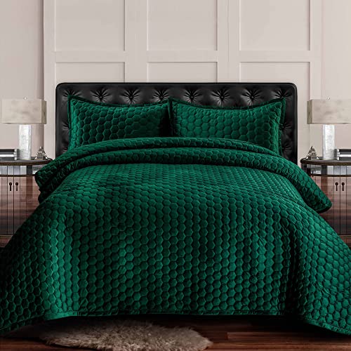 Tribeca Living Set copripiumino oversize in velluto, verde smeraldo, per letto matrimoniale