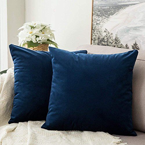 MIULEE Copricuscini Divano Camera da Letto Cuscini Arredo Fodere Arredamento Casa Federe Moderni Elegante Morbido Resistente in Velluto con la Cerniera Invisibile 2 Pezzi 65X65 CM Blu Navy