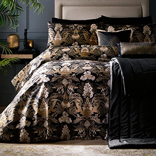 Laurence Llewelyn-Bowen Giungla suburbana Set copripiumino 3 pezzi, letto king size in nero/oro