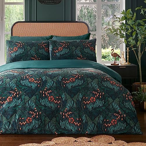 Laurence Llewelyn-Bowen Rambleicious Set copripiumino in velluto Dimensioni letto matrimoniale in verde bottiglia