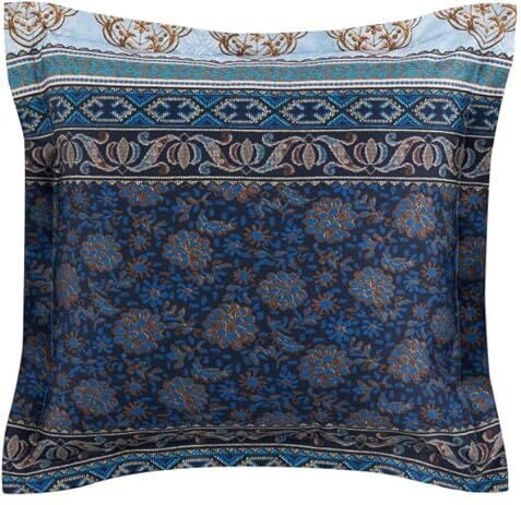 Bassetti Federa per cuscino Oristano B1 in 100% cotone makò satin di colore blu, dimensioni: 65 cm x 65 cm,