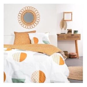 TODAY Sunshine Parure da letto matrimoniale reversibile, in cotone, con stampa a cerchi, 240 x 260 cm, colore: Bianco/Arancione TODAY Sunshine Parure da letto matrimoniale reversibile, in cotone, con stampa a cerchi, 240 x 260 cm, colore: Bianco/Arancione