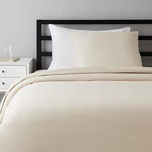 Amazon Basics Set copripiumino singolo in flanella, 2 pezzi, con copripiumino 135 x 200 cm e 1 federa da 80 x 80 cm, beige, tinta unita Amazon Basics Set copripiumino singolo in flanella, 2 pezzi, con copripiumino 135 x 200 cm e 1 federa da 80 x 80 cm, beige, tinta unita