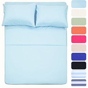 Best Season Set di lenzuola da 4 pezzi (completo, celeste), 1 lenzuolo piano, 1 lenzuolo con angoli e 2 federe, biancheria da letto di lusso in microfibra spazzolata con tasche profonde Best Season Set di lenzuola da 4 pezzi (completo, celeste), 1 lenzuolo piano, 1 lenzuolo con angoli e 2 federe, biancheria da letto di lusso in microfibra spazzolata con tasche profonde