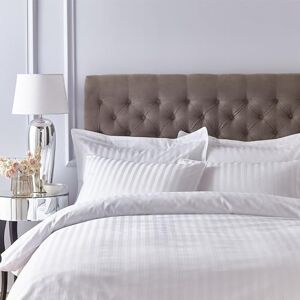 Bianca Set copripiumino singolo con federa, in rasatello di cotone a 200 fili, a righe, bianco Bianca Set copripiumino singolo con federa, in rasatello di cotone a 200 fili, a righe, bianco