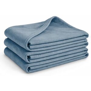 Glart Set da 3 coperte in pile blu denim - Coperta Glart Set da 3 coperte in pile blu denim - Coperta