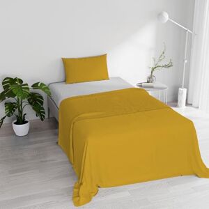 Italian Bed Linen Completo Letto 100% Cotone Natural Color, Singolo, Senape/Grigio Chiaro Italian Bed Linen Completo Letto 100% Cotone Natural Color, Singolo, Senape/Grigio Chiaro