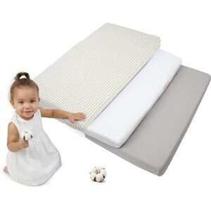 Medi Partners Lenzuola Lettino Set 3 Neonato 60x120-100% Cotone Lenzuolo con Angoli Culla Coprimaterasso fitted Materassino Sheet Letto Bambino Lenzuolino (Griglia Bianco Grigio) Medi Partners Lenzuola Lettino Set 3 Neonato 60x120-100% Cotone Lenzuolo con Angoli Culla Coprimaterasso fitted Materassino Sheet Letto Bambino Lenzuolino (Griglia Bianco Grigio)
