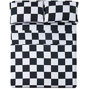 Best Season Set di lenzuola per letto singolo, 3 pezzi, in microfibra morbida, resistente, con angoli profondi, antimacchia, non sbiadisce e non si stropiccia (plaid nero e bianco) Best Season Set di lenzuola per letto singolo, 3 pezzi, in microfibra morbida, resistente, con angoli profondi, antimacchia, non sbiadisce e non si stropiccia (plaid nero e bianco)