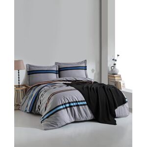 Nuit Des Rêves Ranforce Set di copertine singole, 135 x 200 cm, 100% cotone, colore grigio/bianco e nero/blu scuro, lavabile in lavatrice, 145 thread Count, chiusura a bottone Nuit Des Rêves Ranforce Set di copertine singole, 135 x 200 cm, 100% cotone, colore grigio/bianco e nero/blu scuro, lavabile in lavatrice, 145 thread Count, chiusura a bottone