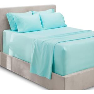 Hearth & Harbor Set di lenzuola per letto queen size con tasca extra profonda, per materassi profondi 45-61 cm, lenzuola con angoli extra profondi, 6 pezzi, per letto queen size, colore: blu acqua Hearth & Harbor Set di lenzuola per letto queen size con tasca extra profonda, per materassi profondi 45-61 cm, lenzuola con angoli extra profondi, 6 pezzi, per letto queen size, colore: blu acqua