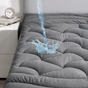 Zone Coprimaterasso impermeabile per letto singolo, coprimaterasso trapuntato con tasca profonda elastica (grigio, doppio) Zone Coprimaterasso impermeabile per letto singolo, coprimaterasso trapuntato con tasca profonda elastica (grigio, doppio)