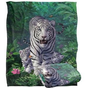 LOGOVISION Jq Licensing Jlo Bianco Tiger And Cubs Coperta super morbida al tatto setoso – 152 x 127 cm LOGOVISION Jq Licensing Jlo Bianco Tiger And Cubs Coperta super morbida al tatto setoso – 152 x 127 cm