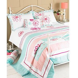 Paoletti Riva Home Harriet Ricamo Floreale copriletto, Colore: Celeste/Rosa, 240 x 260 cm Paoletti Riva Home Harriet Ricamo Floreale copriletto, Colore: Celeste/Rosa, 240 x 260 cm