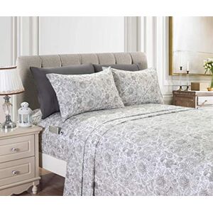 Elegant Comfort Amelia Paisley Set di 4 fogli stampati con tasca profonda 1500 fili, con angoli e tasche intelligenti, set di lenzuola in paisley, doppia XL, grigio cenere Elegant Comfort Amelia Paisley Set di 4 fogli stampati con tasca profonda 1500 fili, con angoli e tasche intelligenti, set di lenzuola in paisley, doppia XL, grigio cenere