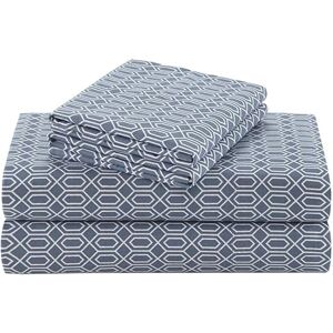 Comfort Spaces Comfort spazi – Set di fogli in cotone stampato, Microfibra, Diamond Blue, King Comfort Spaces Comfort spazi – Set di fogli in cotone stampato, Microfibra, Diamond Blue, King