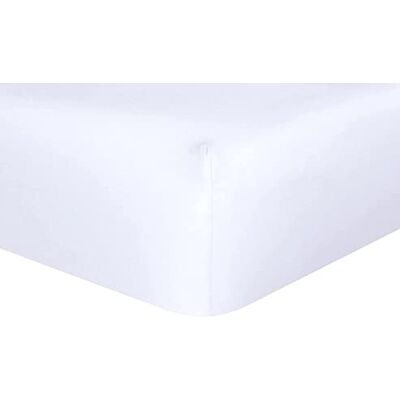 Sleepdown Lenzuolo con angoli, in tinta unita, caldo, traspirante, super morbido, in 100% bambù, con tasche extra profonde da 32 cm, bianco, per letto matrimoniale, () Sleepdown Lenzuolo con angoli, in tinta unita, caldo, traspirante, super morbido, in 100% bambù, con tasche extra profonde da 32 cm, bianco, per letto matrimoniale, ()