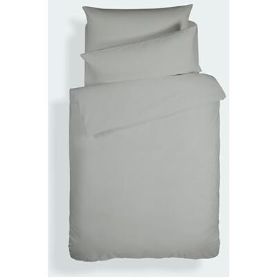 Bianca Plain Dyed Dark Grey Set copripiumino per letto da 105 cm, 100% cotone percale Bianca Plain Dyed Dark Grey Set copripiumino per letto da 105 cm, 100% cotone percale