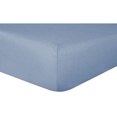 Sleepdown Lenzuolo con angoli profondi in 100% puro cotone, caldo e confortevole, traspirante, super morbido, biancheria da letto, con tasche extra profonde da 32 cm, blu denim, per letto super king Sleepdown Lenzuolo con angoli profondi in 100% puro cotone, caldo e confortevole, traspirante, super morbido, biancheria da letto, con tasche extra profonde da 32 cm, blu denim, per letto super king