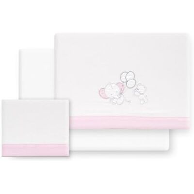 Interbaby Set Lenzuola Cotone Culla 50x80 cm Orso Elef. Palloncini Rosa Set lenzuola culla e navicella 50x80 in flanella di cotone: lenzuolo con angoli, sopra e federa, inverno, regalo nascita Interbaby Set Lenzuola Cotone Culla 50x80 cm Orso Elef. Palloncini Rosa Set lenzuola culla e navicella 50x80 in flanella di cotone: lenzuolo con angoli, sopra e federa, inverno, regalo nascita
