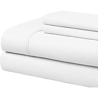 Cathay Home 90 gsm Solid Sheet Set, California King, Nero, White, Completo Cathay Home 90 gsm Solid Sheet Set, California King, Nero, White, Completo
