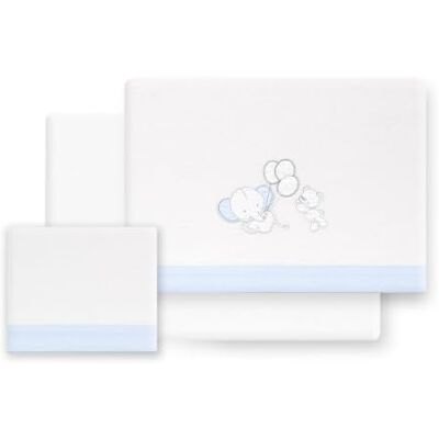 Interbaby Set Lenzuola Cotone Lettino 60x120 cm Orso Elef. Palloncini Blu Set lenzuola lettino 60x120 in flanella di cotone 100%: lenzuolo con angoli, sopra e federa, caldo, inverno, regalo nascita Interbaby Set Lenzuola Cotone Lettino 60x120 cm Orso Elef. Palloncini Blu Set lenzuola lettino 60x120 in flanella di cotone 100%: lenzuolo con angoli, sopra e federa, caldo, inverno, regalo nascita