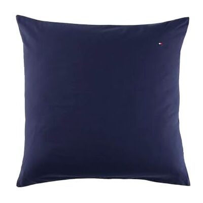 Tommy Hilfiger Federe, blu navy, cotone garzato 57 fili/cm², 100% cotone, tinta unita, morbide e calde, 65x65 cm Tommy Hilfiger Federe, blu navy, cotone garzato 57 fili/cm², 100% cotone, tinta unita, morbide e calde, 65x65 cm