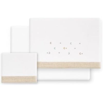 Interbaby Set Lenzuola Cotone Culla 50x80 cm Stella Luna Mult. Beige Set lenzuola culla e navicella 50x80 in flanella di cotone: lenzuolo con angoli, sopra e federa, inverno, regalo nascita Interbaby Set Lenzuola Cotone Culla 50x80 cm Stella Luna Mult. Beige Set lenzuola culla e navicella 50x80 in flanella di cotone: lenzuolo con angoli, sopra e federa, inverno, regalo nascita