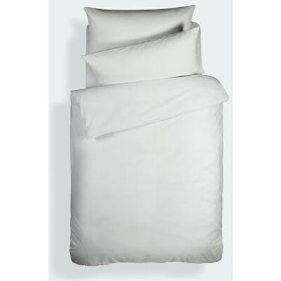 Bianca Plain Dyed White Set copripiumino per letto da 135 cm, 100% cotone percale Bianca Plain Dyed White Set copripiumino per letto da 135 cm, 100% cotone percale
