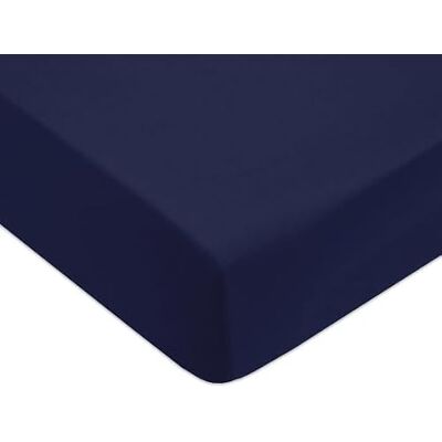 Tommy Hilfiger Lenzuolo con angoli, blu navy, raso 110 fili/cm², 100% cotone pettinato, bordo di 30 cm, setoso e traspirante, 90x200 cm Tommy Hilfiger Lenzuolo con angoli, blu navy, raso 110 fili/cm², 100% cotone pettinato, bordo di 30 cm, setoso e traspirante, 90x200 cm