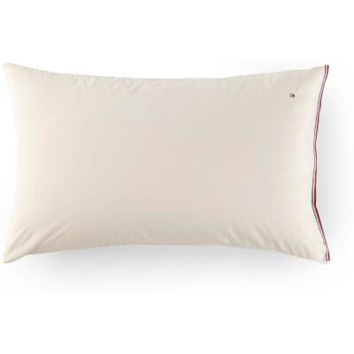 Tommy Hilfiger Federe, color crema, cotone 57 fili/cm², 100% cotone, tinta unita con nastro, morbide e traspiranti, 50x80 cm Tommy Hilfiger Federe, color crema, cotone 57 fili/cm², 100% cotone, tinta unita con nastro, morbide e traspiranti, 50x80 cm