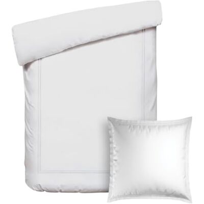 Pure Parure da letto 2 pezzi, copripiumino 135 x 200 cm e federa 80 x 80 cm, 100% raso di cotone, 80 fili/cm², 120 GSM, certificato Oeko-TEX, Silhouette, bianco/bianco Pure Parure da letto 2 pezzi, copripiumino 135 x 200 cm e federa 80 x 80 cm, 100% raso di cotone, 80 fili/cm², 120 GSM, certificato Oeko-TEX, Silhouette, bianco/bianco