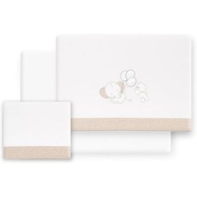 Interbaby Set Lenzuola Cotone Culla 50x80 cm Orso Elef. Palloncini Beige Set lenzuola culla e navicella 50x80 in flanella di cotone: lenzuolo con angoli, sopra e federa, inverno, regalo nascita Interbaby Set Lenzuola Cotone Culla 50x80 cm Orso Elef. Palloncini Beige Set lenzuola culla e navicella 50x80 in flanella di cotone: lenzuolo con angoli, sopra e federa, inverno, regalo nascita