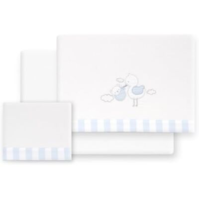Interbaby Set Lenzuola Cotone Culla 50x80 cm Cicogna Orso Blu Set lenzuola culla e navicella 50x80 in flanella di cotone: lenzuolo con angoli, sopra e federa, inverno, regalo nascita Interbaby Set Lenzuola Cotone Culla 50x80 cm Cicogna Orso Blu Set lenzuola culla e navicella 50x80 in flanella di cotone: lenzuolo con angoli, sopra e federa, inverno, regalo nascita