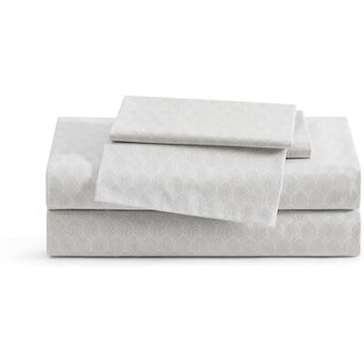 Tommy Bahama Set di lenzuola per letto king size, lenzuola in percalle di cotone fresco e fresco, tasche profonde, biancheria da letto con lenzuolo con angoli e federe coordinate (grigio palmi linea) Tommy Bahama Set di lenzuola per letto king size, lenzuola in percalle di cotone fresco e fresco, tasche profonde, biancheria da letto con lenzuolo con angoli e federe coordinate (grigio palmi linea)