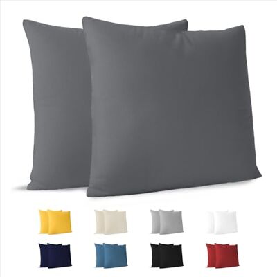 Dreamzie Federa Cuscino (Set di 2) Antracite Cotone Per i Cuscini 40 x 40 cm 100% Jersey di Cotone Federa da Cuscino Copri Cuscino per Letto Fodera Protezione per Cuscino Dreamzie Federa Cuscino (Set di 2) Antracite Cotone Per i Cuscini 40 x 40 cm 100% Jersey di Cotone Federa da Cuscino Copri Cuscino per Letto Fodera Protezione per Cuscino