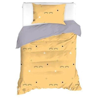 Nuit Des Rêves Set di copertine singole (135 x 200 cm), giallo, 65% cotone, 35% poliestere, lavabile in lavatrice, 120 thread Count, Button & Envelope Closure Cozy & Stylish Bedding Nuit Des Rêves Set di copertine singole (135 x 200 cm), giallo, 65% cotone, 35% poliestere, lavabile in lavatrice, 120 thread Count, Button & Envelope Closure Cozy & Stylish Bedding