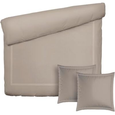 Pure Parure da letto 3 pezzi per 2 persone, copripiumino 260 x 240 cm e 2 federe 63 x 63 cm, 100% raso di cotone, 80 fili/cm², 120 GSM, certificato Oeko-TEX, Silhouette, tortora Pure Parure da letto 3 pezzi per 2 persone, copripiumino 260 x 240 cm e 2 federe 63 x 63 cm, 100% raso di cotone, 80 fili/cm², 120 GSM, certificato Oeko-TEX, Silhouette, tortora
