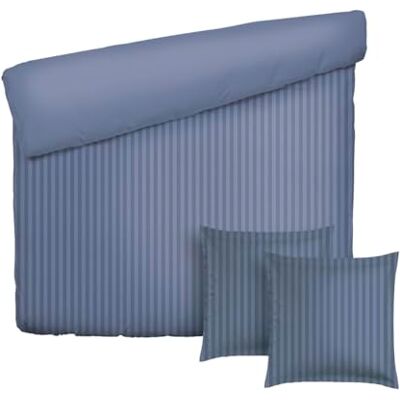 Pure Parure da letto 3 pezzi per 2 persone, copripiumino 260 x 240 cm e 2 federe 63 x 63 cm, 100% raso di cotone a righe tessute Dobby, 80 fili/cm², 120 GSM- Oeko-TEX- Dobby blu Pure Parure da letto 3 pezzi per 2 persone, copripiumino 260 x 240 cm e 2 federe 63 x 63 cm, 100% raso di cotone a righe tessute Dobby, 80 fili/cm², 120 GSM- Oeko-TEX- Dobby blu
