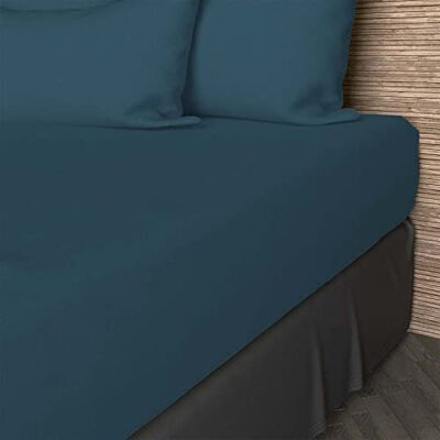 Lenzuolo sotto in cotone 180x200cm - Blu canard - 57F - SH0P&CITY Lenzuolo sotto in cotone 180x200cm - Blu canard - 57F - SH0P&CITY