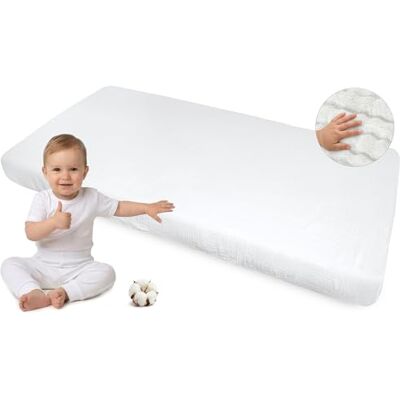 Medi Partners Lenzuola Lettino Neonato 60x120-100% Cotone Mussole Lenzuolo con Angoli Culla Coprimaterasso fitted Materassino Sheet Letto Bambino Lenzuolino (Bianco) Medi Partners Lenzuola Lettino Neonato 60x120-100% Cotone Mussole Lenzuolo con Angoli Culla Coprimaterasso fitted Materassino Sheet Letto Bambino Lenzuolino (Bianco)
