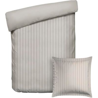 Pure Dobby Set per letto singolo da 2 pezzi, copripiumino da 140 x 200 cm e federa da 63 x 63 cm, 100% raso di cotone, 200 fili, 120 g/m², certificato Oeko-TEX, colore: tortora Pure Dobby Set per letto singolo da 2 pezzi, copripiumino da 140 x 200 cm e federa da 63 x 63 cm, 100% raso di cotone, 200 fili, 120 g/m², certificato Oeko-TEX, colore: tortora