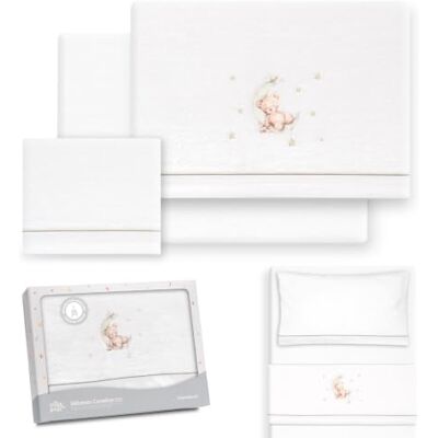 Interbaby Set Lenzuola Culla Neonato 50x80 cm Orso Luna Stelle Bc/Verde Set lenzuola culla 50x80: lenzuolo con angoli, lenzuolo sopra e federa cuscino, pile coral caldo, inverno, regalo nascita Interbaby Set Lenzuola Culla Neonato 50x80 cm Orso Luna Stelle Bc/Verde Set lenzuola culla 50x80: lenzuolo con angoli, lenzuolo sopra e federa cuscino, pile coral caldo, inverno, regalo nascita