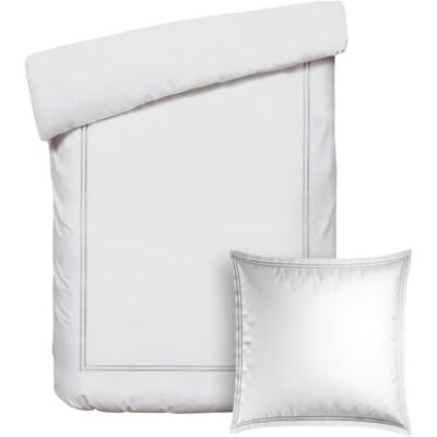 Pure Parure da letto 2 pezzi, copripiumino 140 x 200 cm e federa 63 x 63 cm, 100% raso di cotone, 80 fili/cm², 120 GSM, certificato Oeko-TEX, Silhouette, colore: grigio/bianco Pure Parure da letto 2 pezzi, copripiumino 140 x 200 cm e federa 63 x 63 cm, 100% raso di cotone, 80 fili/cm², 120 GSM, certificato Oeko-TEX, Silhouette, colore: grigio/bianco