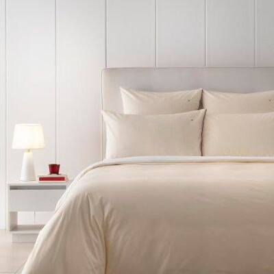 Tommy Hilfiger Copripiumino, color crema, cotone 57 fili/cm², 100% cotone, tinta unita, morbido e traspirante, 240x220 cm Tommy Hilfiger Copripiumino, color crema, cotone 57 fili/cm², 100% cotone, tinta unita, morbido e traspirante, 240x220 cm