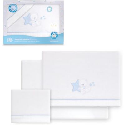 Interbaby Set Lenzuola Cotone Lettino 60x120 cm Orsetto Seduto Bc/Blu Set lenzuola lettino 60x120 in flanella di cotone 100%: lenzuolo con angoli, sopra e federa, caldo, inverno, regalo nascita Interbaby Set Lenzuola Cotone Lettino 60x120 cm Orsetto Seduto Bc/Blu Set lenzuola lettino 60x120 in flanella di cotone 100%: lenzuolo con angoli, sopra e federa, caldo, inverno, regalo nascita