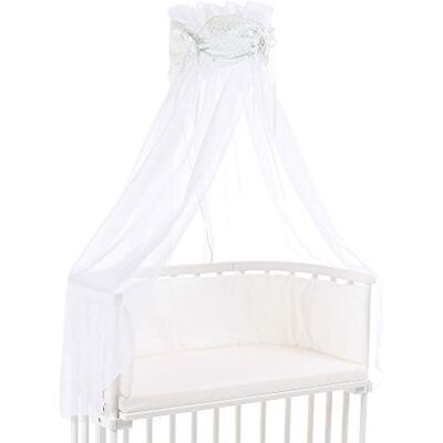 babybay capottina in cotone biologico con fiocco adatta per i modelli Original, Maxi, Boxspring, Comfort, Comfort Plus e Midi, stelle bianche glitterate alla menta babybay capottina in cotone biologico con fiocco adatta per i modelli Original, Maxi, Boxspring, Comfort, Comfort Plus e Midi, stelle bianche glitterate alla menta