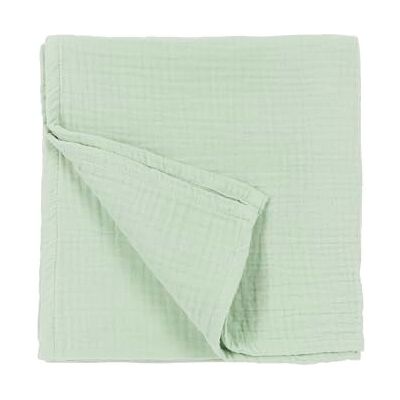 MEYCO Home Coperta a tinta unita, mussola prelavata (in 100% cotone idrofilo prelavato, assorbe l'umidità, è traspirante e morbida, dimensioni: 140 x 200 cm), Verde tenue MEYCO Home Coperta a tinta unita, mussola prelavata (in 100% cotone idrofilo prelavato, assorbe l'umidità, è traspirante e morbida, dimensioni: 140 x 200 cm), Verde tenue