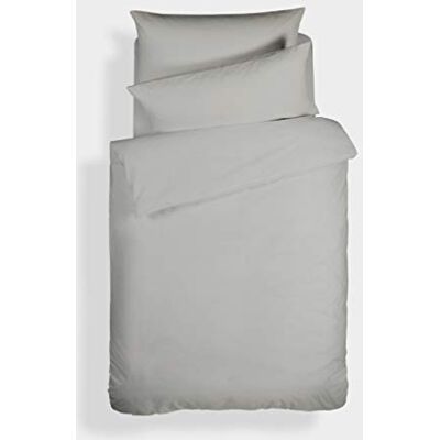 Bianca Plain Dyed Silver Set copripiumino per letto da 135 cm, 100% cotone percale Bianca Plain Dyed Silver Set copripiumino per letto da 135 cm, 100% cotone percale