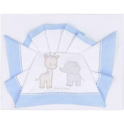 ANDY & HELEN ® Lenzuolo Culla/Letto A Cancellino. Set 3 pezzi: Lenzuolo sopra, Lenzuolo sotto con angoli e Federa, 100% Cotone, Celeste ANDY & HELEN ® Lenzuolo Culla/Letto A Cancellino. Set 3 pezzi: Lenzuolo sopra, Lenzuolo sotto con angoli e Federa, 100% Cotone, Celeste